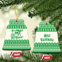 Green Mele Kalikimaka Hawaii Ceramic Ornament Funny Ho Ho Ho Santa Shaka LT14 Bell Flake Green - Polynesian Pride