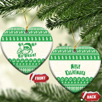 Green Mele Kalikimaka Hawaii Ceramic Ornament Funny Ho Ho Ho Santa Shaka LT14 Heart Green - Polynesian Pride