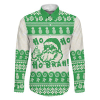 Green Mele Kalikimaka Hawaii Family Matching Mermaid Dress and Hawaiian Shirt Funny Ho Ho Ho Santa Shaka - Polynesian Pride