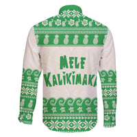 Green Mele Kalikimaka Hawaii Family Matching Off The Shoulder Long Sleeve Dress and Hawaiian Shirt Funny Ho Ho Ho Santa Shaka - Polynesian Pride