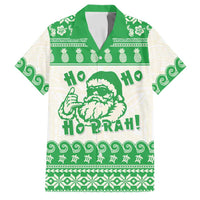 Green Mele Kalikimaka Hawaii Family Matching Puletasi and Hawaiian Shirt Funny Ho Ho Ho Santa Shaka - Polynesian Pride