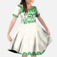 Green Mele Kalikimaka Hawaii Family Matching Short Sleeve Bodycon Dress and Hawaiian Shirt Funny Ho Ho Ho Santa Shaka - Polynesian Pride