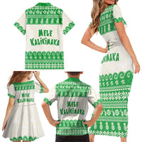 Green Mele Kalikimaka Hawaii Family Matching Short Sleeve Bodycon Dress and Hawaiian Shirt Funny Ho Ho Ho Santa Shaka - Polynesian Pride