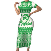 Green Mele Kalikimaka Hawaii Family Matching Short Sleeve Bodycon Dress and Hawaiian Shirt Funny Ho Ho Ho Santa Shaka - Polynesian Pride