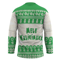 Green Mele Kalikimaka Hawaii Hockey Jersey Funny Ho Ho Ho Santa Shaka LT14 - Polynesian Pride