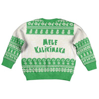 Green Mele Kalikimaka Hawaii Kid Ugly Christmas Sweater Funny Ho Ho Ho Santa Shaka LT14 - Polynesian Pride