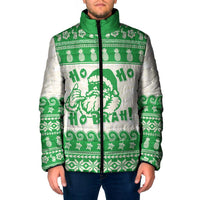 Green Mele Kalikimaka Hawaii Padded Jacket Funny Ho Ho Ho Santa Shaka LT14 Men Green - Polynesian Pride