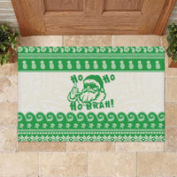Green Mele Kalikimaka Hawaii Rubber Doormat Funny Ho Ho Ho Santa Shaka LT14 Green - Polynesian Pride