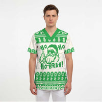 Green Mele Kalikimaka Hawaii Scrub Top Funny Ho Ho Ho Santa Shaka LT14 - Polynesian Pride