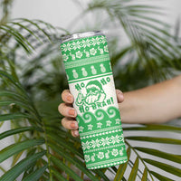 Green Mele Kalikimaka Hawaii Skinny Tumbler Funny Ho Ho Ho Santa Shaka - Polynesian Pride