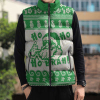 Green Mele Kalikimaka Hawaii Sleeveless Puffer Jacket Funny Ho Ho Ho Santa Shaka LT14 - Polynesian Pride
