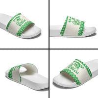 Green Mele Kalikimaka Hawaii Slide Sandals Funny Ho Ho Ho Santa Shaka - Polynesian Pride