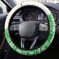 Green Mele Kalikimaka Hawaii Steering Wheel Cover Funny Ho Ho Ho Santa Shaka - Polynesian Pride