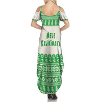 Green Mele Kalikimaka Hawaii Summer Maxi Dress Funny Ho Ho Ho Santa Shaka - Polynesian Pride