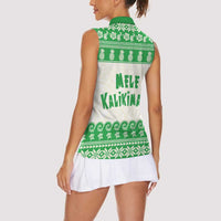 Green Mele Kalikimaka Hawaii Women Sleeveless Polo Shirt Funny Ho Ho Ho Santa Shaka - Polynesian Pride