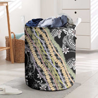 Black Palaka Hawaii Leis Laundry Basket Hawaiian-plaid Elegant Tropical Vibes LT14 Black - Polynesian Pride