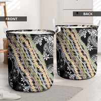 Black Palaka Hawaii Leis Laundry Basket Hawaiian-plaid Elegant Tropical Vibes LT14 - Polynesian Pride