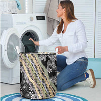 Black Palaka Hawaii Leis Laundry Basket Hawaiian-plaid Elegant Tropical Vibes LT14 - Polynesian Pride