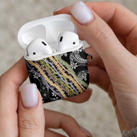 Black Palaka Hawaii Leis AirPods Case Hawaiian-plaid Elegant Tropical Vibes LT14 - Polynesian Pride