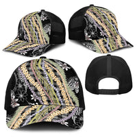 Black Palaka Hawaii Leis Baseball Net Cap Hawaiian-plaid Elegant Tropical Vibes LT14 - Polynesian Pride