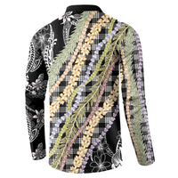 Black Palaka Hawaii Leis Button Sweatshirt Hawaiian-plaid Elegant Tropical Vibes LT14 - Polynesian Pride