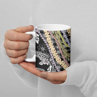 Black Palaka Hawaii Leis Ceramic Mug Hawaiian-plaid Elegant Tropical Vibes - Polynesian Pride