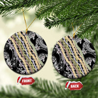 Black Palaka Hawaii Leis Ceramic Ornament Hawaiian-plaid Elegant Tropical Vibes LT14 Circle Black - Polynesian Pride