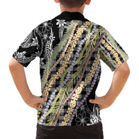Black Palaka Hawaii Leis Family Matching Off Shoulder Maxi Dress and Hawaiian Shirt Hawaiian-plaid Elegant Tropical Vibes - Polynesian Pride