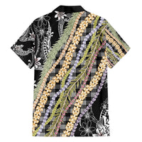 Black Palaka Hawaii Leis Family Matching Off Shoulder Maxi Dress and Hawaiian Shirt Hawaiian-plaid Elegant Tropical Vibes - Polynesian Pride