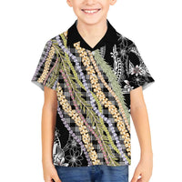 Black Palaka Hawaii Leis Family Matching Off Shoulder Maxi Dress and Hawaiian Shirt Hawaiian-plaid Elegant Tropical Vibes - Polynesian Pride