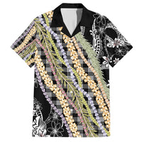 Black Palaka Hawaii Leis Family Matching Off Shoulder Short Dress and Hawaiian Shirt Hawaiian-plaid Elegant Tropical Vibes - Polynesian Pride