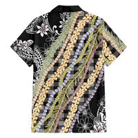 Black Palaka Hawaii Leis Family Matching Puletasi and Hawaiian Shirt Hawaiian-plaid Elegant Tropical Vibes - Polynesian Pride