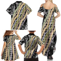 Black Palaka Hawaii Leis Family Matching Summer Maxi Dress and Hawaiian Shirt Hawaiian-plaid Elegant Tropical Vibes LT14 - Polynesian Pride