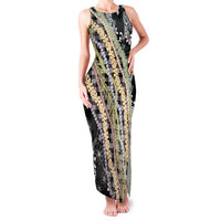 Black Palaka Hawaii Leis Family Matching Tank Maxi Dress and Hawaiian Shirt Hawaiian-plaid Elegant Tropical Vibes - Polynesian Pride