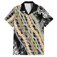 Black Palaka Hawaii Leis Hawaiian Shirt Hawaiian-plaid Elegant Tropical Vibes LT14 Black - Polynesian Pride