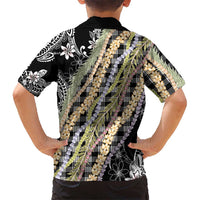 Black Palaka Hawaii Leis Kid Hawaiian Shirt Hawaiian-plaid Elegant Tropical Vibes - Polynesian Pride