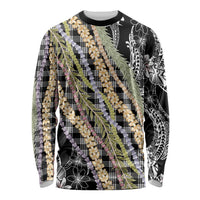Black Palaka Hawaii Leis Long Sleeve Shirt Hawaiian-plaid Elegant Tropical Vibes LT14 Unisex Black - Polynesian Pride
