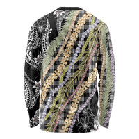 Black Palaka Hawaii Leis Long Sleeve Shirt Hawaiian-plaid Elegant Tropical Vibes LT14 - Polynesian Pride