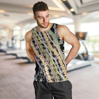 Black Palaka Hawaii Leis Men Tank Top Hawaiian-plaid Elegant Tropical Vibes LT14 Black - Polynesian Pride