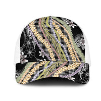 Black Palaka Hawaii Leis Mesh Trucker Cap Hawaiian-plaid Elegant Tropical Vibes LT14 One Size White Black - Polynesian Pride