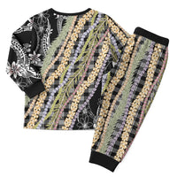 Black Palaka Hawaii Leis Christmas Pajama Set Hawaiian-plaid Elegant Tropical Vibes LT14 - Polynesian Pride