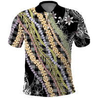 Black Palaka Hawaii Leis Polo Shirt Hawaiian-plaid Elegant Tropical Vibes LT14 Black - Polynesian Pride