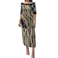 Black Palaka Hawaii Leis Puletasi Hawaiian-plaid Elegant Tropical Vibes LT14 Long Dress Black - Polynesian Pride