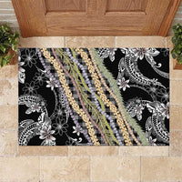 Black Palaka Hawaii Leis Rubber Doormat Hawaiian-plaid Elegant Tropical Vibes LT14 Black - Polynesian Pride