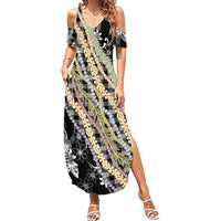 Black Palaka Hawaii Leis Summer Maxi Dress Hawaiian-plaid Elegant Tropical Vibes LT14 Women Black - Polynesian Pride