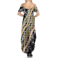 Black Palaka Hawaii Leis Summer Maxi Dress Hawaiian-plaid Elegant Tropical Vibes LT14 - Polynesian Pride