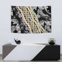 Black Palaka Hawaii Leis Tapestry Hawaiian-plaid Elegant Tropical Vibes - Polynesian Pride