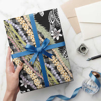 Black Palaka Hawaii Leis Wrapping Paper Hawaiian-plaid Elegant Tropical Vibes LT14 - Polynesian Pride