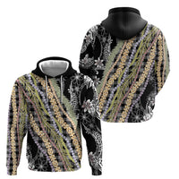 Black Palaka Hawaii Leis Zip Hoodie Hawaiian-plaid Elegant Tropical Vibes - Polynesian Pride