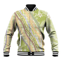Green Palaka Hawaii Leis Baseball Jacket Hawaiian-plaid Elegant Tropical Vibes LT14 Unisex Green - Polynesian Pride